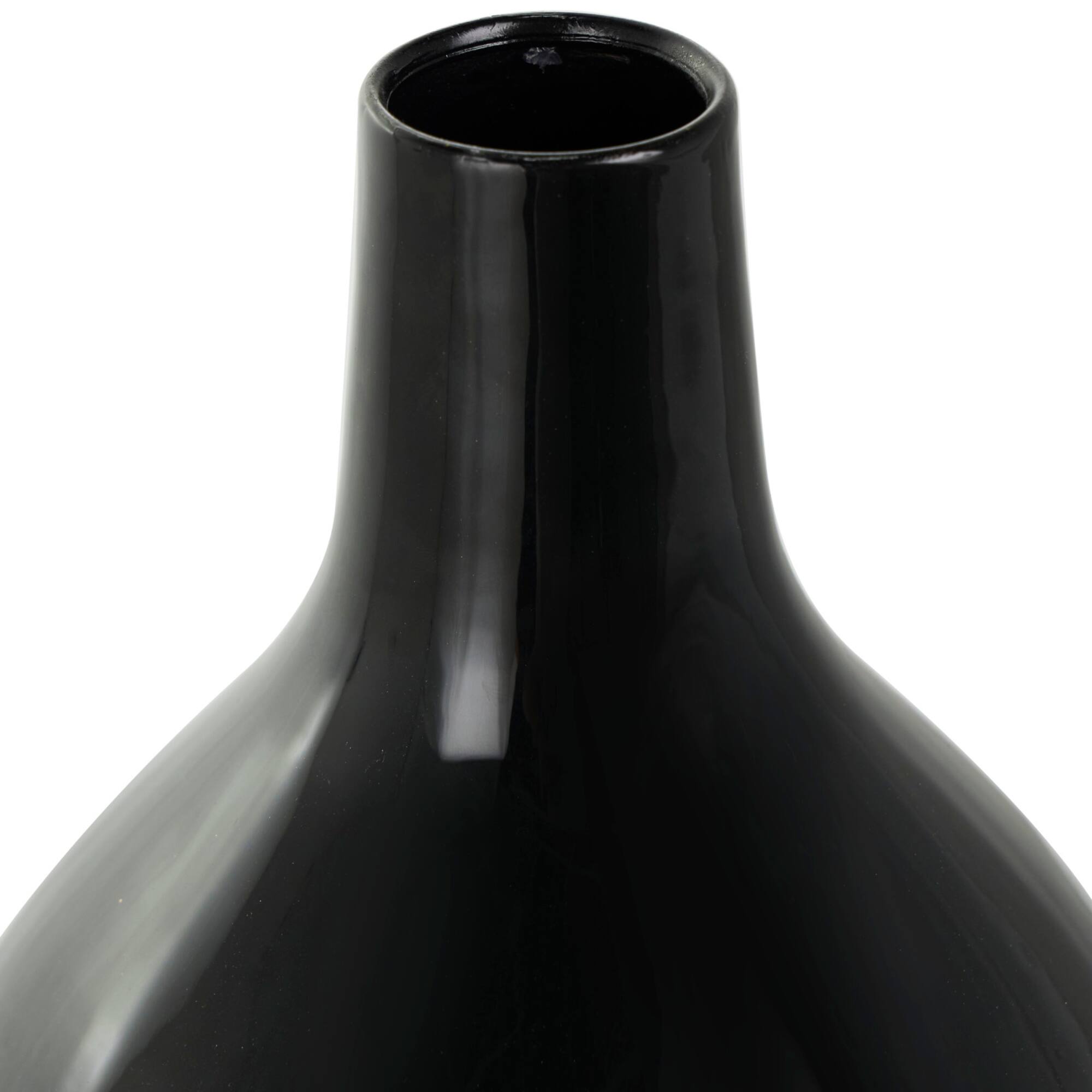 13" Black Metal Abstract Vase with Gold Detailing